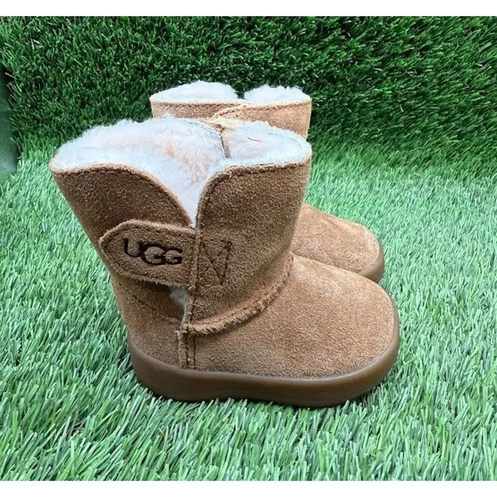 UGG Infant Keelan Boot Suede Brown Sheepskin 1096089I – Size 0/1 US / 16 EU